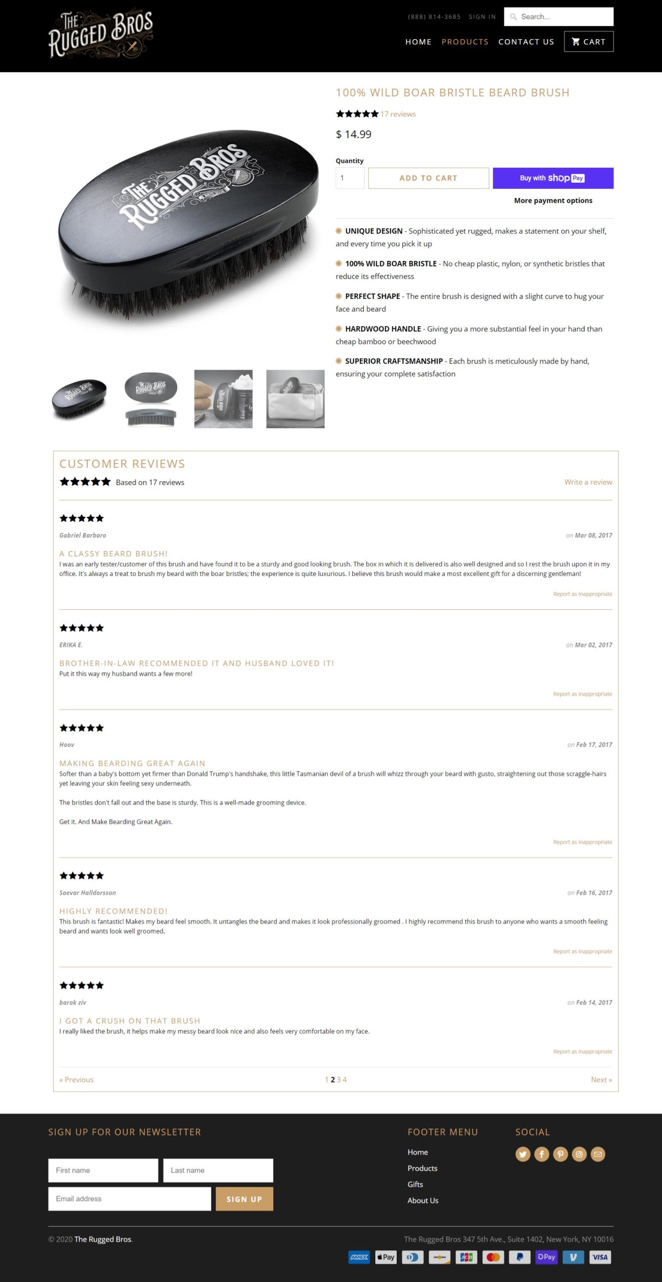 Retail website design for TRB